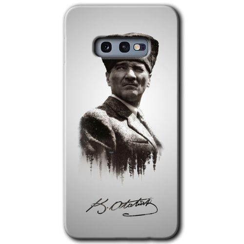 MRCİLETİSİM MRCİLETİSİM Samsung Galaxy S10e Kılıf HD Desen Baskılı Arka Kapak + Temperli Cam - Mustafa Kemal Atatürk