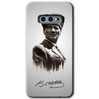 MRCİLETİSİM MRCİLETİSİM Samsung Galaxy S10e Kılıf HD Desen Baskılı Arka Kapak + Temperli Cam - Mustafa Kemal Atatürk