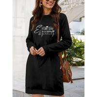 Kadın Uzun Kollu Bisiklet Yaka Kısa Viskon Iki Iplik Elbise