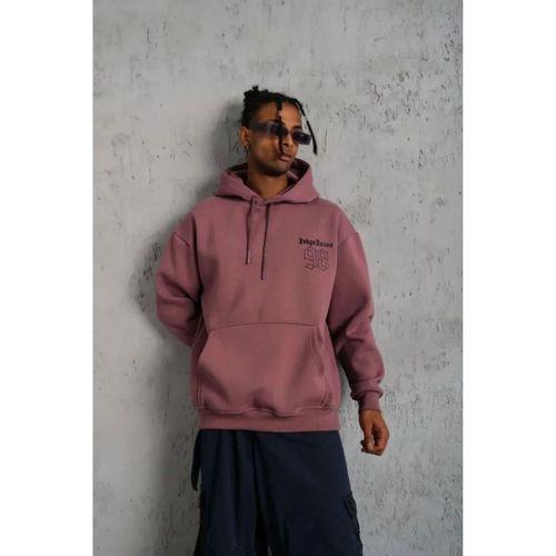 Erkek 98 Baskılı Kapşonlu Sweat - Gül Kurusu