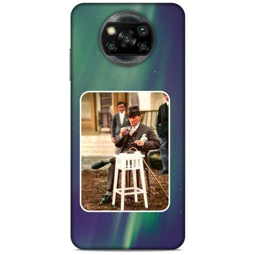 Xiaomi Redmi Poco X3 Kılıf Atatürk (21) Koruyucu Kapak Yeşil Gökyüzü