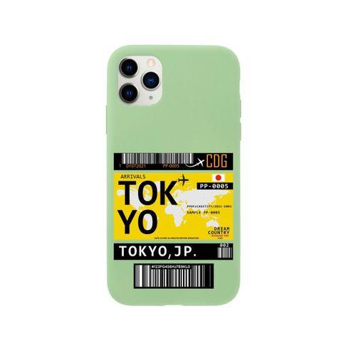 iPhone 11 Pro Tokyo Bilet Tasarımlı Yeşil Telefon Kılıfı