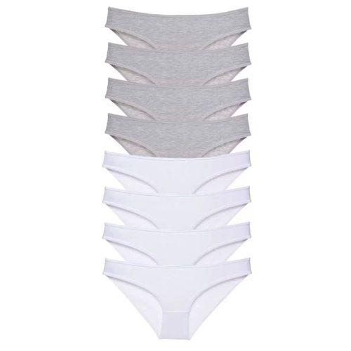 8 Adet Süper Eko Set Likralı Kadın Slip Külot Gri Beyaz