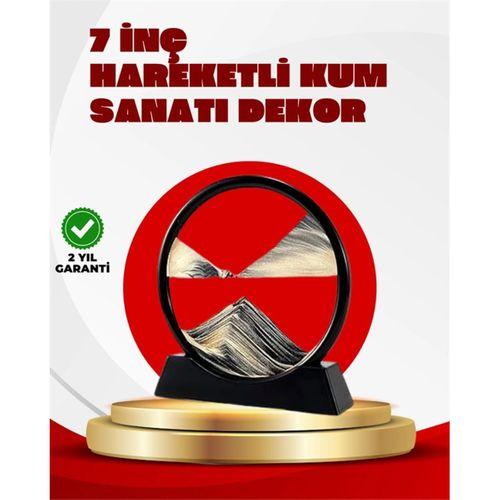 Rahatlatıcı Kum Sanatı – Yuvarlak Cam Çerçeveli Hareketli Kum Resmi, Ofis Ve Ev İçin Etkileşimli Masaüstü Süs