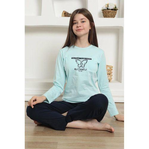 Kız Çocuk Penye Pijama Takım Su Yeşili