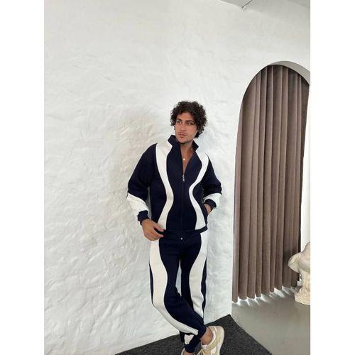 Erkek Premium Parçalı Eşofman Takım - Dik Yaka Fermuarlı Sweatshirt, - Siyah