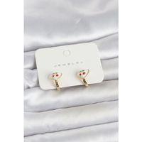 Pirinç Gold Renk Mineli Kalp Kiraz Model Çocuk Küpe