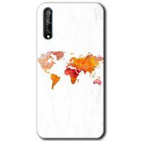 Huawei P Smart S Kılıf Baskılı Kapak - Dünya Haritası +Tam Kaplayan Mat Seramik
