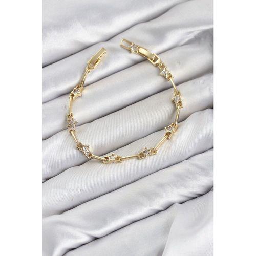 CM Gold Renk Yıldız Model Zirkon Taşlı Pirinç Kadın Bileklik
