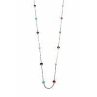 Renkli Boncuklu Zincir Kolye - Gümüş