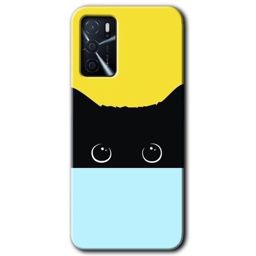BeRa Aksesuar Oppo A16 Kılıf Baskılı Kapak - Kara-Kedi +Tam Kaplayan Mat Seramik