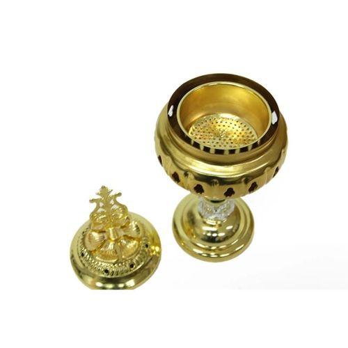 Buhurdanlık Metal Ayaklı Ve Kapaklı Altın Dekorlu