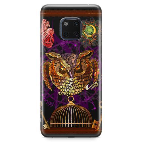 Huawei Mate 20 Pro Kılıf Gotik Baykuş Arka Kapak Koruma Desenli Full Koruyucu