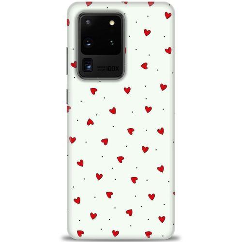 Samsung Galaxy S20 Ultra Kılıf HD Baskılı Kılıf - Mini Mini Kalpler + Tam Ekran Koruyucu
