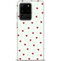 Samsung Galaxy S20 Ultra Kılıf HD Baskılı Kılıf - Mini Mini Kalpler + Tam Ekran Koruyucu