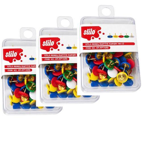 STİLO RENKLİ RAPTİYE KARIŞIK 100' lü ( 3 Kutu )