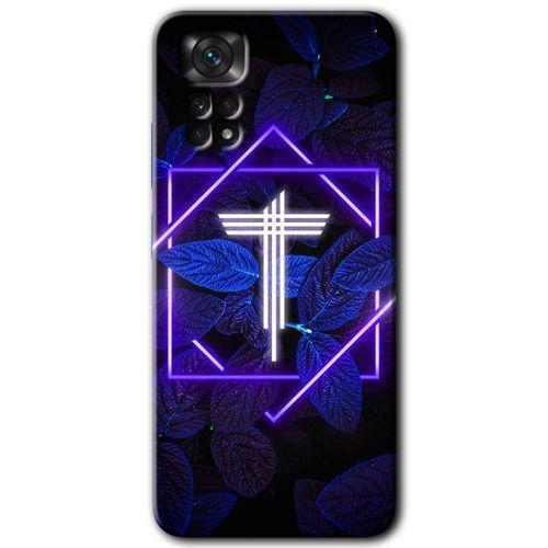 MRCİLETİSİM Xiaomi Redmi Note 11 5G Global Kılıf HD Desen Baskılı Arka Kapak+Temperli Cam - Neon Yaprak T Harfi