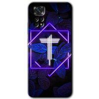 MRCİLETİSİM Xiaomi Redmi Note 11 5G Global Kılıf HD Desen Baskılı Arka Kapak+Temperli Cam - Neon Yaprak T Harfi