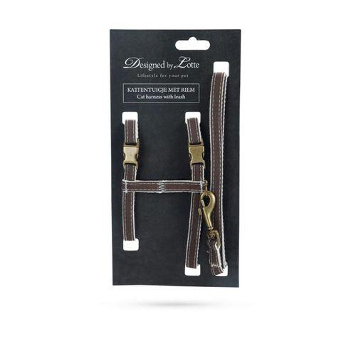 Beeztees DBL Kedi Göğüs Tasması ve Gezdirme Kayışı, 130cm, Kahverengi, 27-45cm