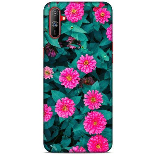Lopard Oppo Realme C3 Uyumlu Kılıf Bahar (39) Liquid Crystal Kılıf Fuşya Çiçekler