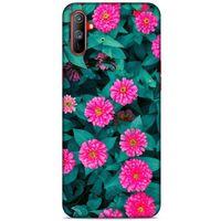 Lopard Oppo Realme C3 Uyumlu Kılıf Bahar (39) Liquid Crystal Kılıf Fuşya Çiçekler