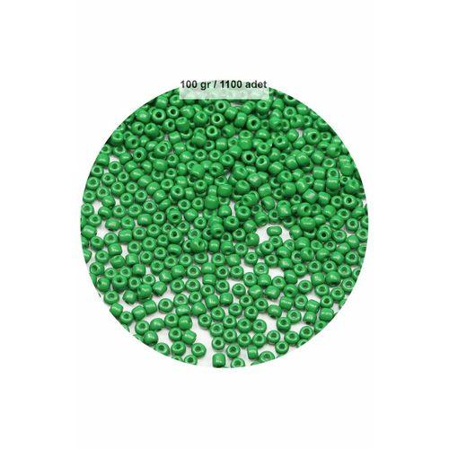Opak Yeşil Renk 4 mm Yaklaşık 1100 adet / 100 gram Cam Boncuk Oya Yazma Bileklik ve Kolye