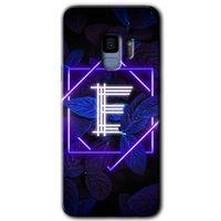 Galaxy S9 Kılıf HD Desen Baskılı Arka Kapak - Dark Neon Yaprak E Harfi