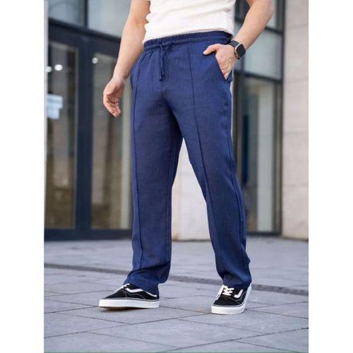 Erkek Keten Cepli Çıma Dikişli Jogger Buggy Pantalon Rahat Kalıp - Lacivert