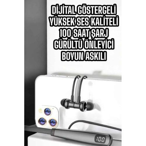 Boyun Askılı Bluetooth Kulaklık Uzun Şarj Süreli Dijital Göstergeli Kablolu
