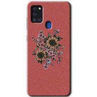 MRCİLETİSİM Samsung Galaxy A21s Kılıf HD Desen Baskılı Arka Kapak + Temperli Cam - Retro Çiçek