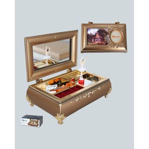 Müzikli Balerin Figürlü Takı Kutusu Piyano Desenli Dekoratif