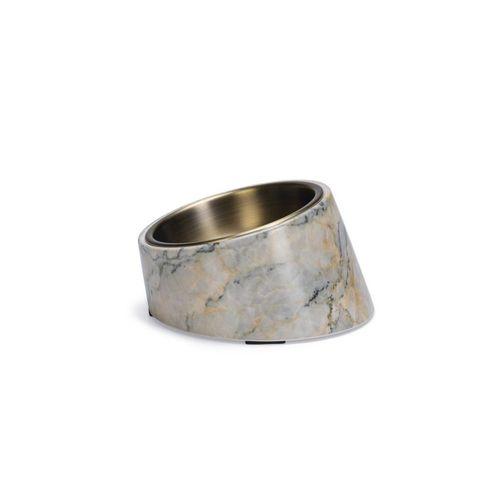 Beeztees DBL Kedi Mama Su Kabı, Paslanmaz Çelik, Bej Mermer Görünümlü, 14,5x3,3x7,6cm, 160ml