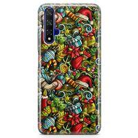 Honor View 20 Kılıf Yılbaşı Süsleri Doodle Arka Kapak Koruma Desenli Full Koruyucu