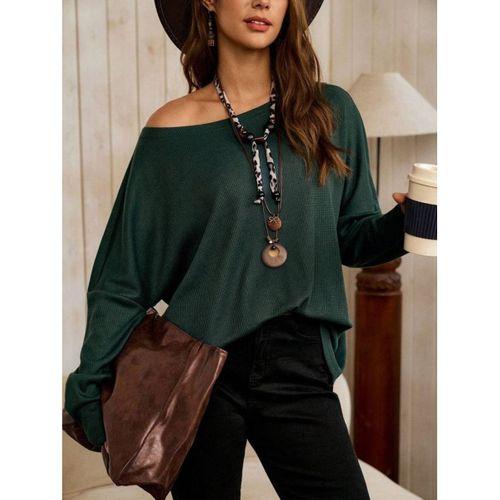 Kadın Tek Omuzdan Açık Yarasa Kollu Waffle Bluz