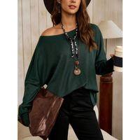 Kadın Tek Omuzdan Açık Yarasa Kollu Waffle Bluz