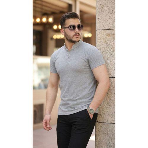 Erkek Hakim Yaka Dokuma Pamuklu Kumaş Kısa Kollu T-shirt