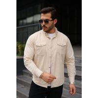 Erkek Uzun Kollu Cepli Kadife Gömlek