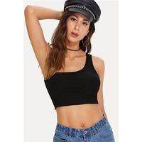 Kadın Siyah Tek Omuz Crop Büstiyer