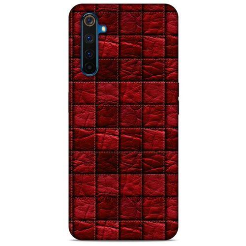 Oppo Realme 6 Pro Kılıf Patchwork (12) Koruyucu Silikon Kırmızı Bordo