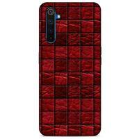 Oppo Realme 6 Pro Kılıf Patchwork (12) Koruyucu Silikon Kırmızı Bordo