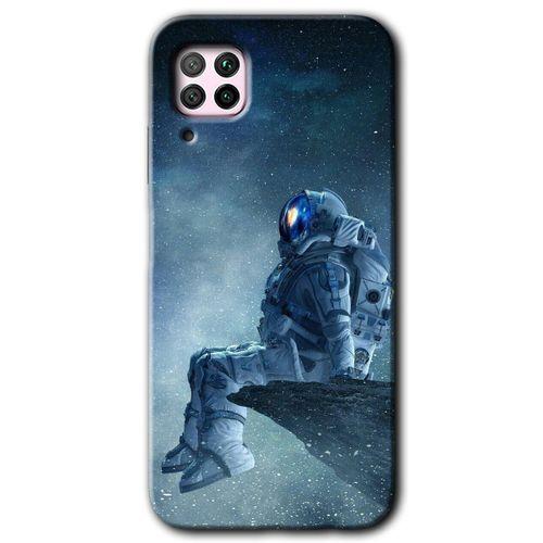 Huawei P40 Lite Kılıf Kapak - Astronot Yalnızlığı +Hayalet Ekran Yandan Gözükmez