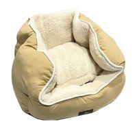 Süslüpati Kullanışlı Yıkanabilir Kumaş Silikon Elyaf Dolgulu Kedi Köpek Yatağı Kahve Krem 56Cm