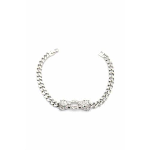 Zirkon Taşlı Leopar Bileklik - Gümüş