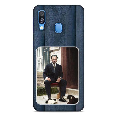 Samsung Galaxy A40 Kılıf Atatürk (37) Silicone Cover Laci Ahşap