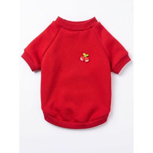 Kiki Kiraz Detaylı Kırmızı Kedi Polar Sweatshirt