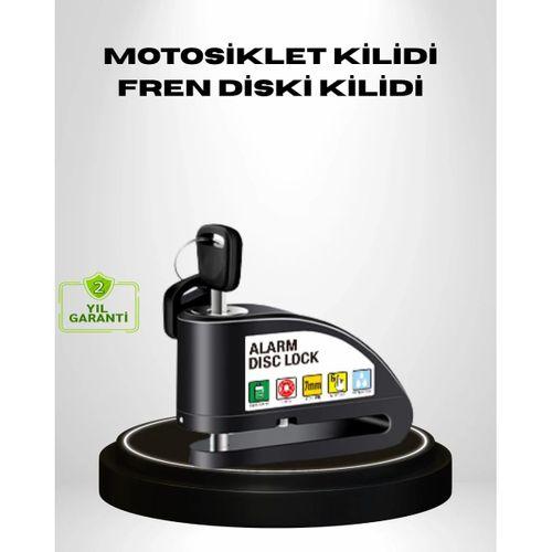 Titreşim Sensörlü Alarmlı Motosiklet Disk Kilidi 14mm Çelik Çift Kilitleme