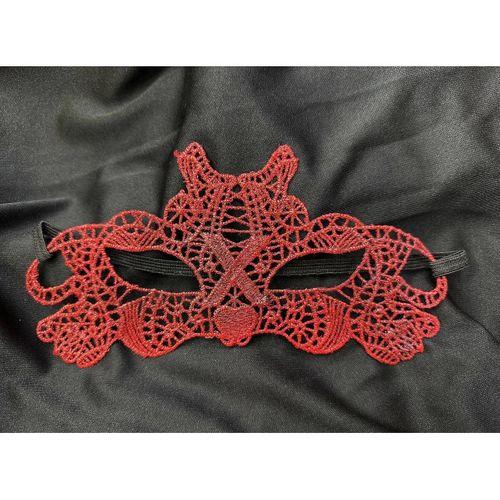 Kırmızı Dantel Masquerade Maskesi Çift Taraflı