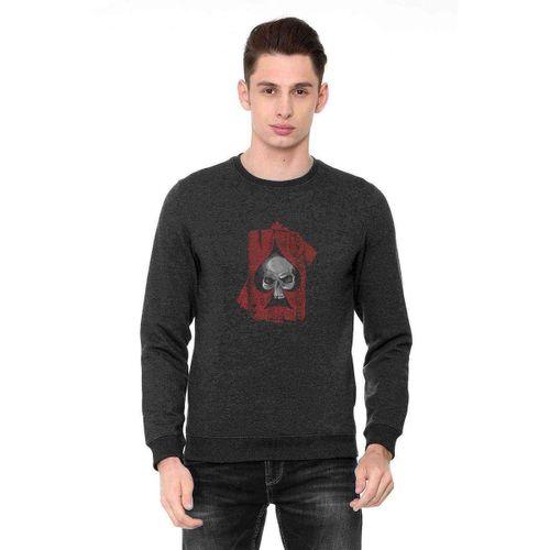 Motörhead Iskambil Kurukafa Kırmızı Beyaz Rock Baskılı Füme Antrasit Erkek Sweatshirt