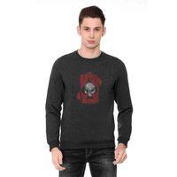 Motörhead Iskambil Kurukafa Kırmızı Beyaz Rock Baskılı Füme Antrasit Erkek Sweatshirt