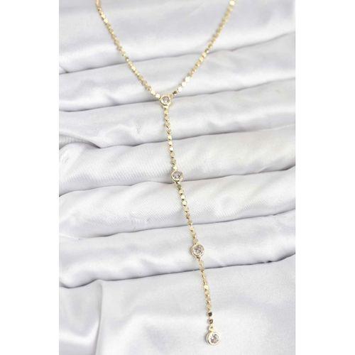 316L Çelik Gold Renk Ezme Zincir Model Y Kadın Kolye